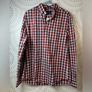J.Crew NWT Men’s Long Sleeve Button Up  Shirt Red White Blue Check‎ Medium